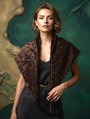 Marely Faux Fur Reversible Neck Collar - Chocolate & Leopard