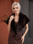 Marely Faux Fur Reversible Neck Collar - Chocolate & Leopard