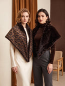 Marely Faux Fur Reversible Neck Collar - Chocolate & Leopard