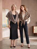Marely Faux Fur Reversible Neck Collar - Taupe & Leopard
