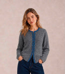 Melanie Denim Trim Cardi - Grey