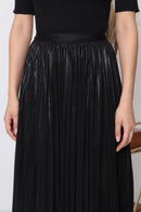 Meryl Wet Look Metallic Skirt - Black