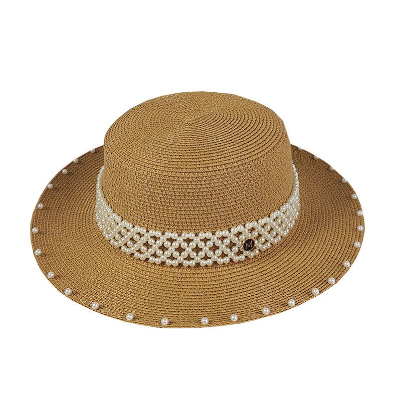 Monaco Woven Pearl Hat - Biscuit