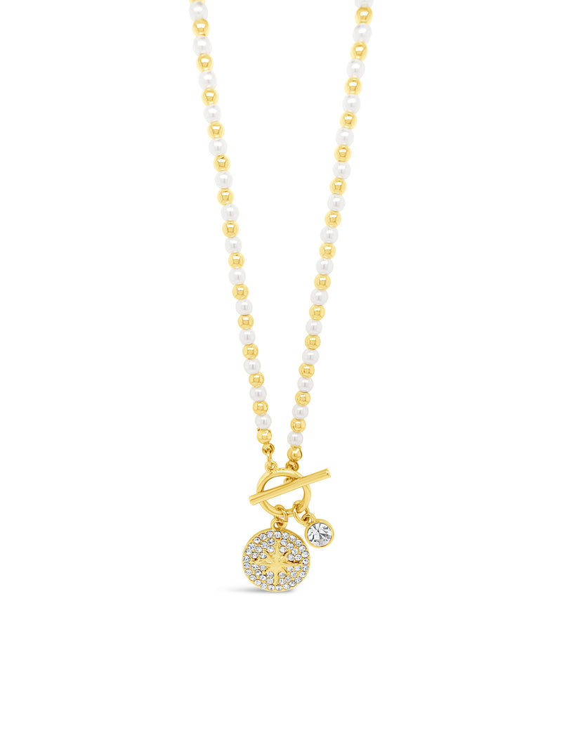 Absolute Pearl T-Bar Star Necklace - Gold N2181GL