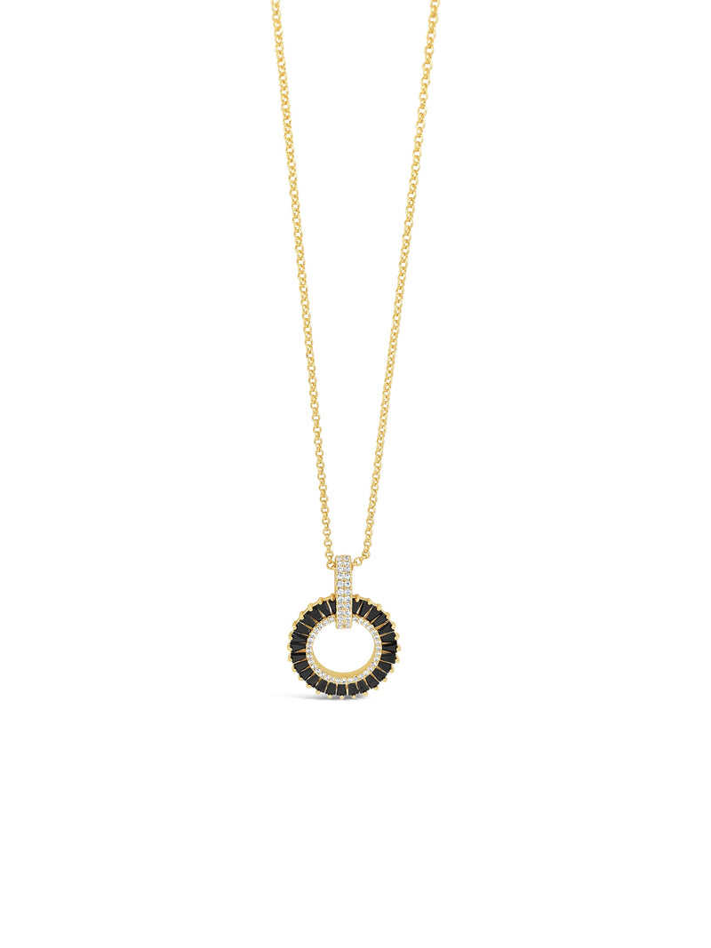 Absolute Black Crystal Circle Drop Necklace N2222JT