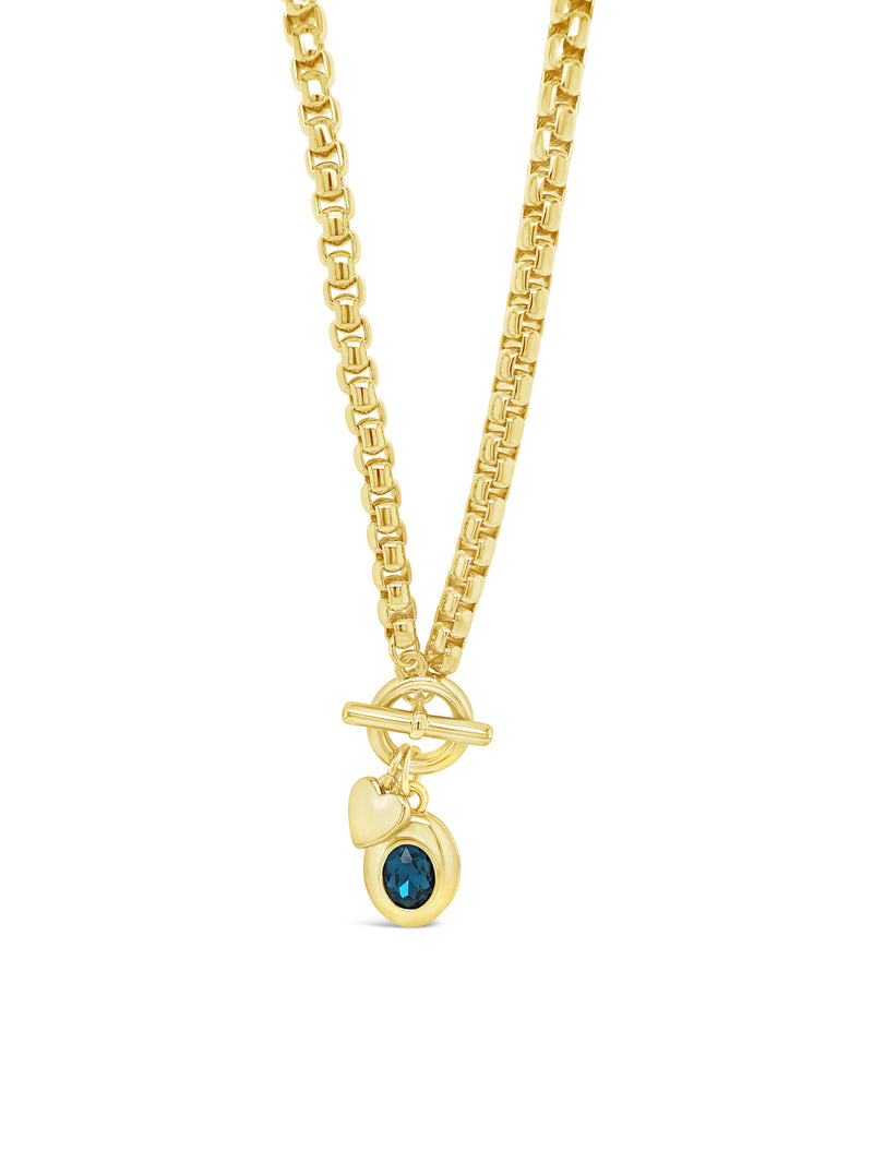 Absolute Blue T-Bar Chain Necklace - Gold & Blue N2395MB