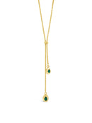 Absolute Emerald Two Drop Necklace - Gold & Green N2397EM