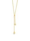Absolute Diamond Two Drop Necklace - Gold N2397GL