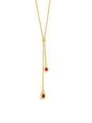 Absolute Ruby Two Drop Necklace - Gold & Red N2397RE