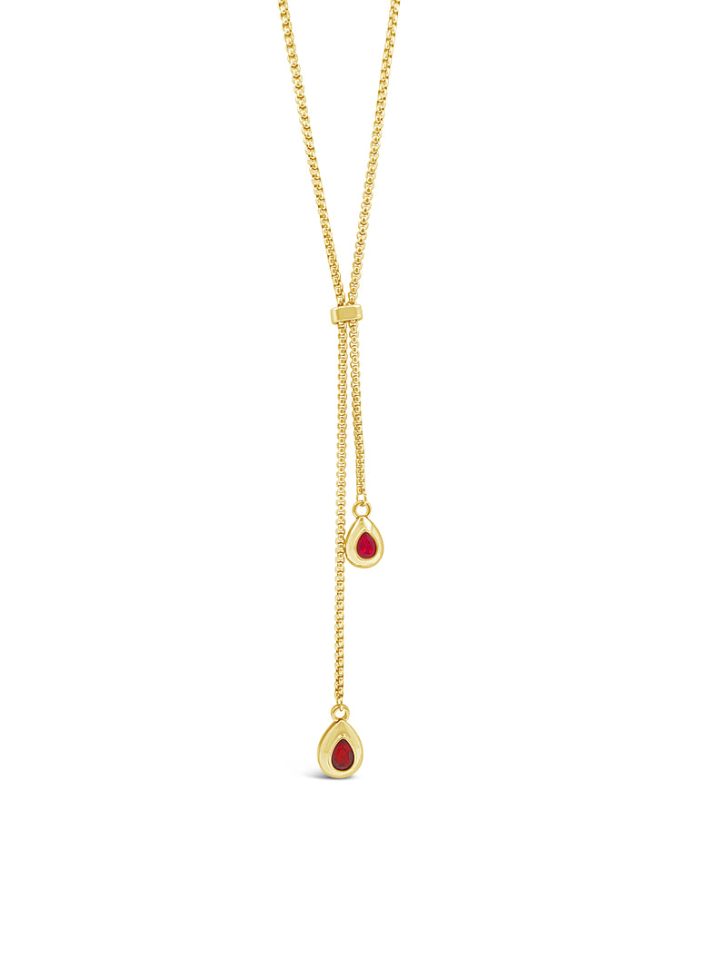 Absolute Ruby Two Drop Necklace - Gold & Red N2397RE