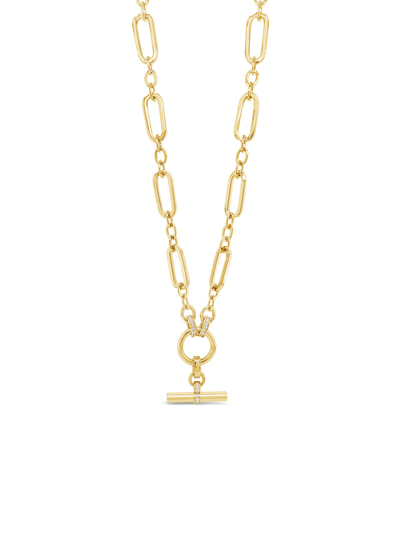 Absolute T-Bar Necklace Gold & Diamante - N2401GL
