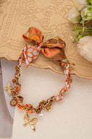 Naomi Boho Scarf Charm Necklace - Orange & Brown