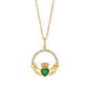 Newbridge Gold Plated Emerald Claddagh Pendant P0131GP