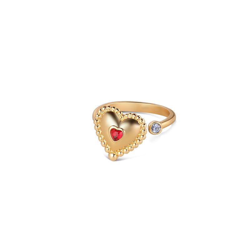 Newbridge Heart Revolving Ring with Ruby Red Stones R8820