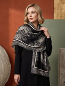 Noemi Lace Print Scarf - Black