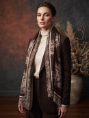 Noemi Lace Print Scarf - Brown
