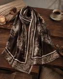 Noemi Lace Print Scarf - Brown