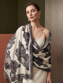 Noemi Lace Print Scarf - Cream