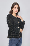 Nori Gold Thread Knitted Jacket - Black