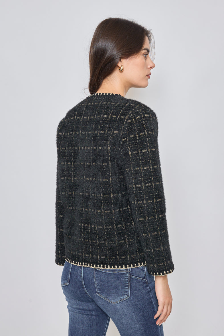 Nori Gold Thread Knitted Jacket - Black