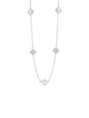 Absolute Clover Crystal Short Necklace - Mother of Pearl N2276sl Silver