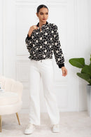 Omyra Floral Embroidery Bomber Jacket - Black