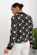 Omyra Floral Embroidery Bomber Jacket - Black
