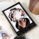 Page Floral Printed Neck Scarf - Black & Mocha