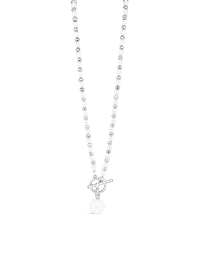 Absolute Pearl Hoop Drop Necklace - Silver N2255SL