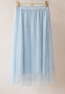 Phoebe Pearl & Diamante Tulle Skirt - Powder Blue