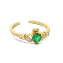 Gold Plated Emerald Green Claddagh Ring  R0086GP