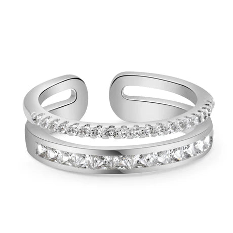 Newbridge Silver Plated Double Row Ring R0031SP