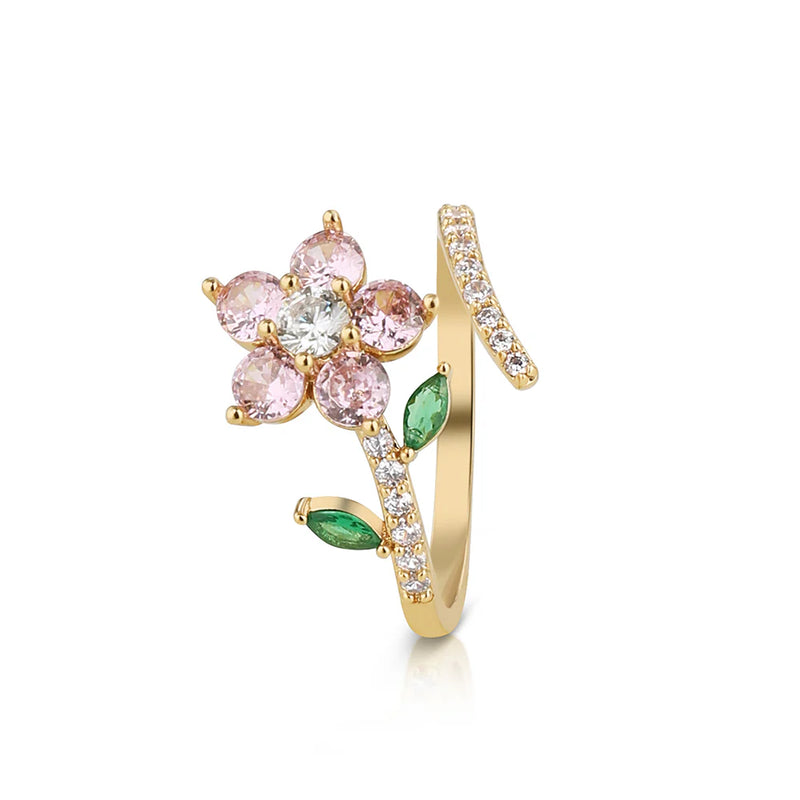 Newbridge Gold Plated Pink Floral Revolving Ring R0073GP