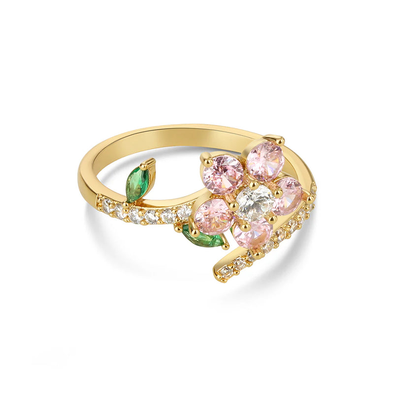 Newbridge Gold Plated Pink Floral Revolving Ring R0073GP