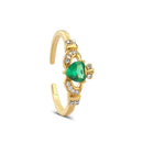 Gold Plated Emerald Green Claddagh Ring  R0086GP