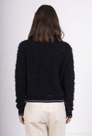 Regan Textured Cardi With Pearl Buttons - Black