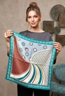 Seline Printed Neck Scarf- Green, Cream & Brown