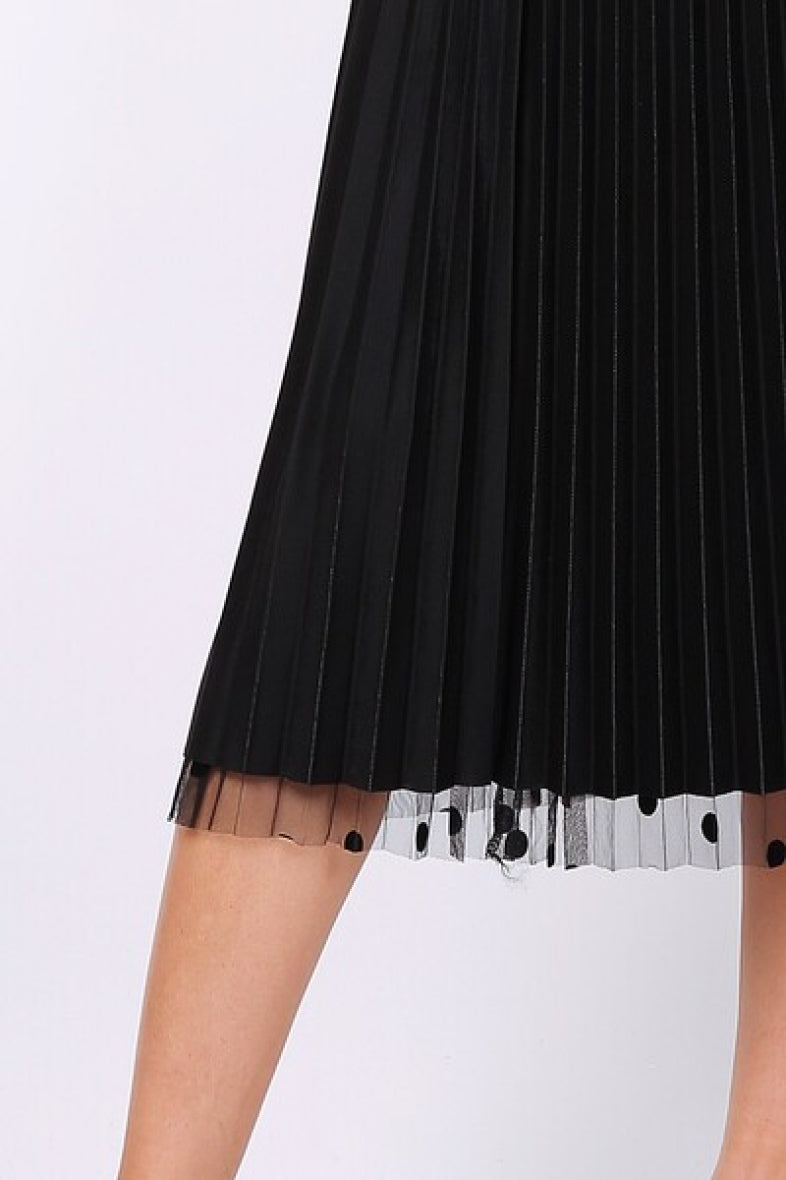 Sharlene Reversible Polka Dot & Tulle Skirt - Black