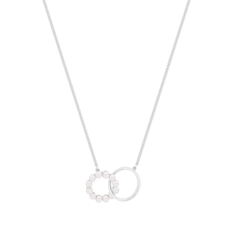 Tipperary Crystal Interlocking Circle Pearl Pendant Silver 164963