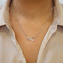 Tipperary Crystal Part Stone Set Infinity Necklace Silver
