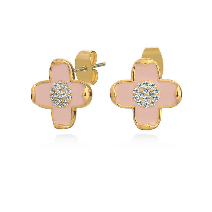 Tipperary Fleur Collection Earrings Pink CZ 171213