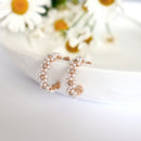 Tipperary Crystal Daisy - Pink Pearl Hoop Cluster Earrings Gold