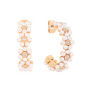 Tipperary Crystal Daisy - Pink Pearl Hoop Cluster Earrings Gold