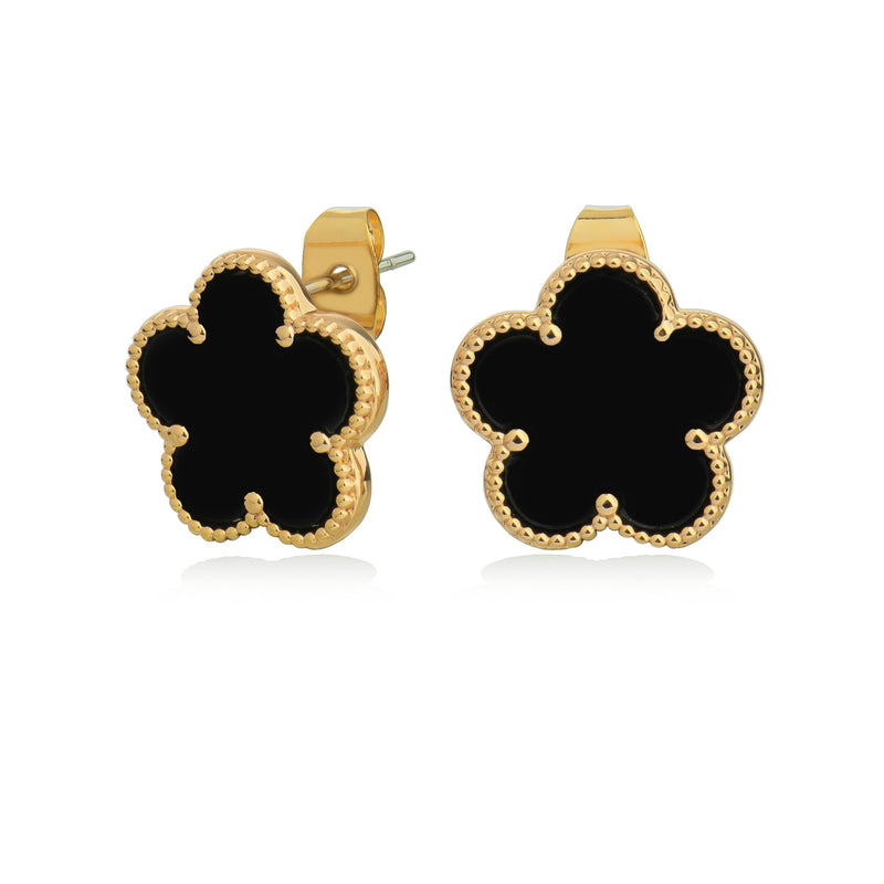 Tipperary Fleur Collection Gold Earrings Black 171138