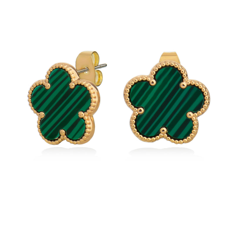 Tipperary Fleur Collection Gold Earrings Green 171107