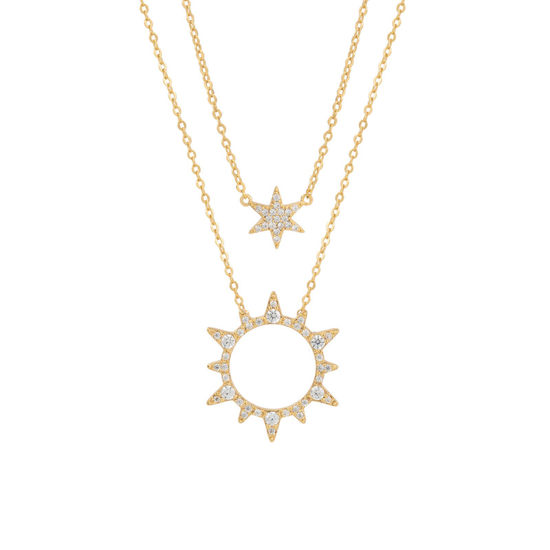 Tipperary Soleil Double Chain Sun & Star Necklace 175822