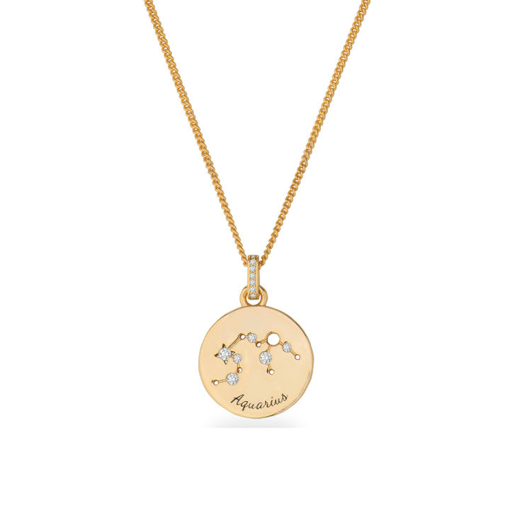 Tipperary Zodiac Gold Pendant Aquarius