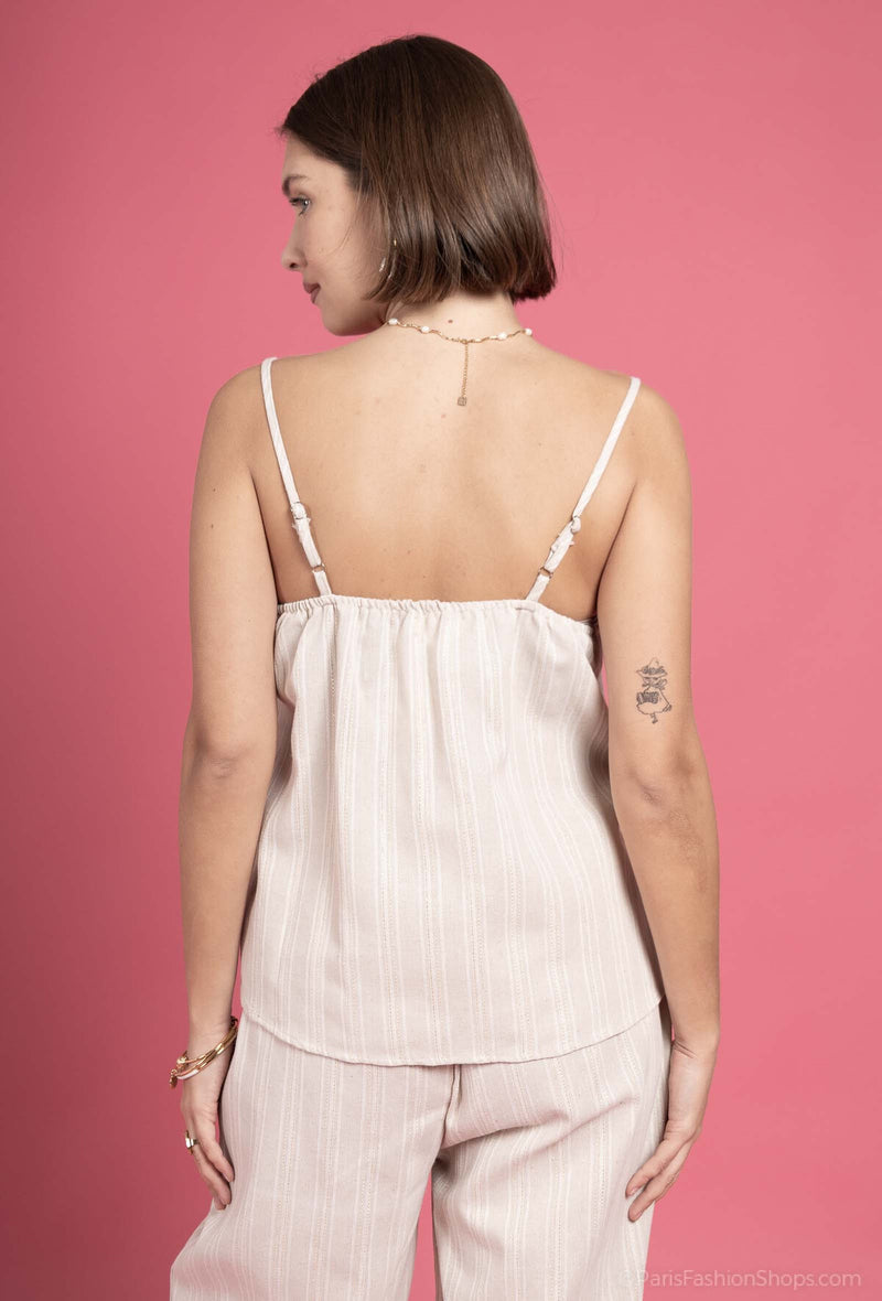 Torres Stripe Crochet Trim Cami
