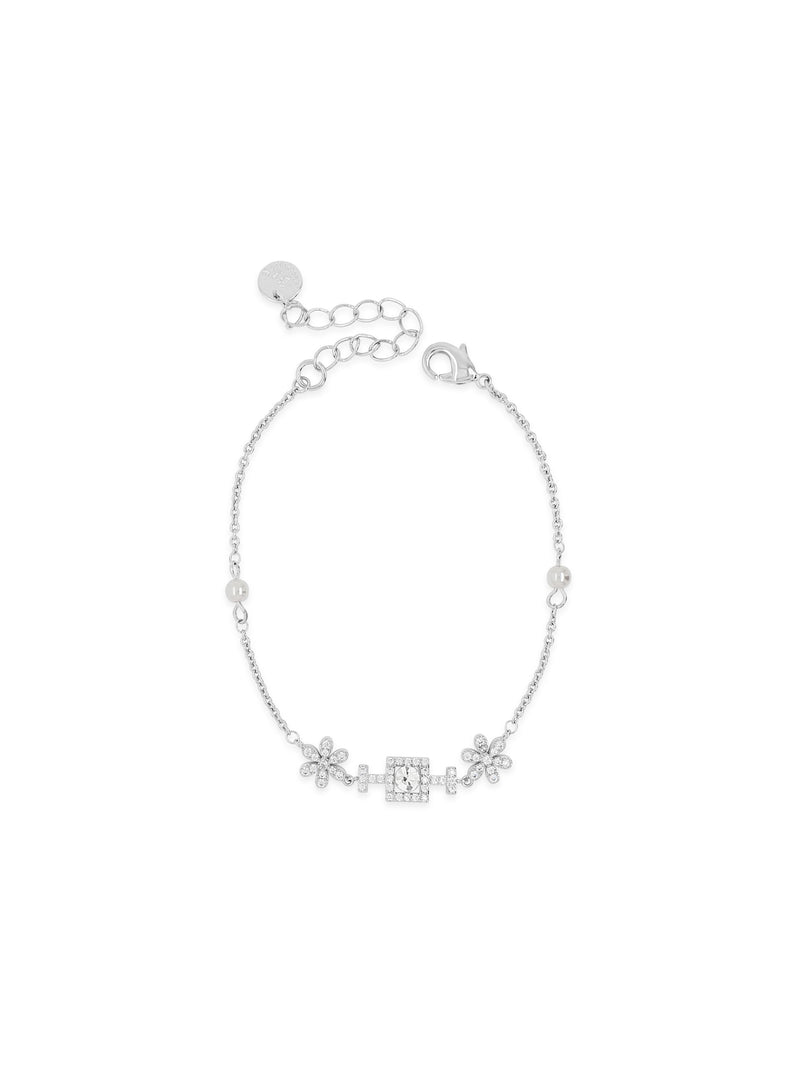 Absolute Flower & Crystal Bracelet  -  Silver B2198SL
