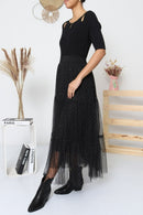 Willa Sparkle Stud Tulle Skirt - Black
